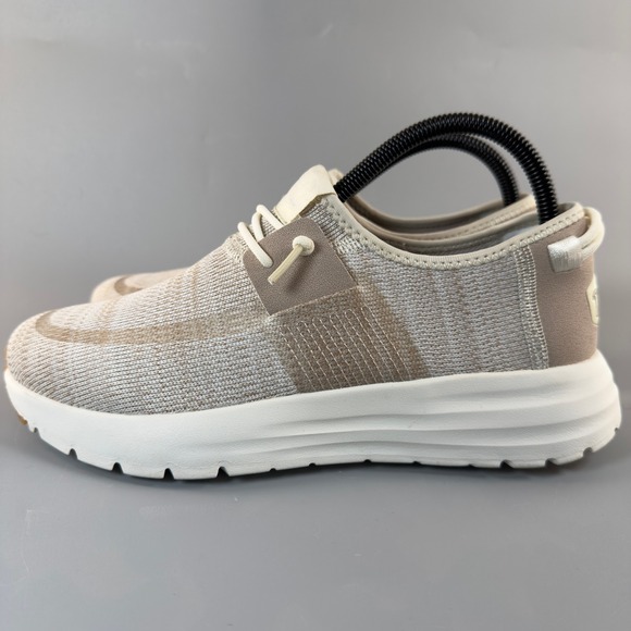 Hey Dude Sirocco Womens 8 Slip On Loafer Sneakers Beige White Lace Comfort Shoes - Picture 4 of 16